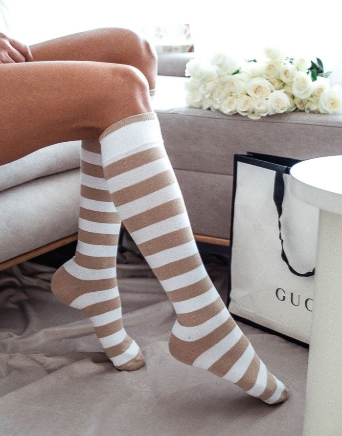 Женские носки "Stripes" Beige/White
