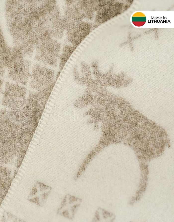 Natural wool blanket "Moose Beige" 130x200 cm