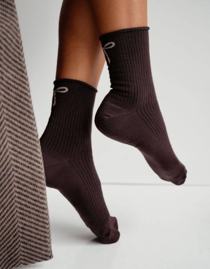 Sieviešu zeķes "Lurex Gold Bow in Brown"