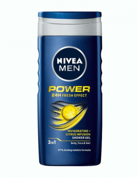 Dušas želejas "NIVEA Power 24H Fresh Effect 3in1", 250 ml
