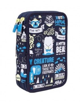 Pencil case in 2 parts, The Yeti 2 Navy Blue