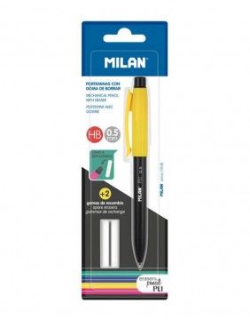 Mechanical pencil PL1 0.5 mm with 2 erasers Black-Yellow