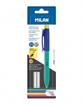 Механический карандаш PL1 0,9 мм с 2 резинками Green-Blue