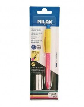 Mechanical pencil PL1 0.9 mm with 2 erasers Pink-Yellow