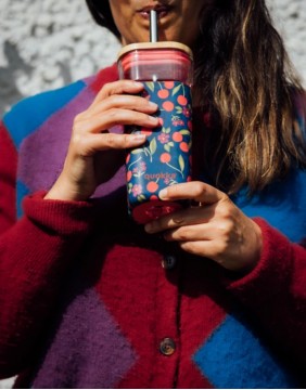 Glass with straw "Cherry Candy", 540 ml