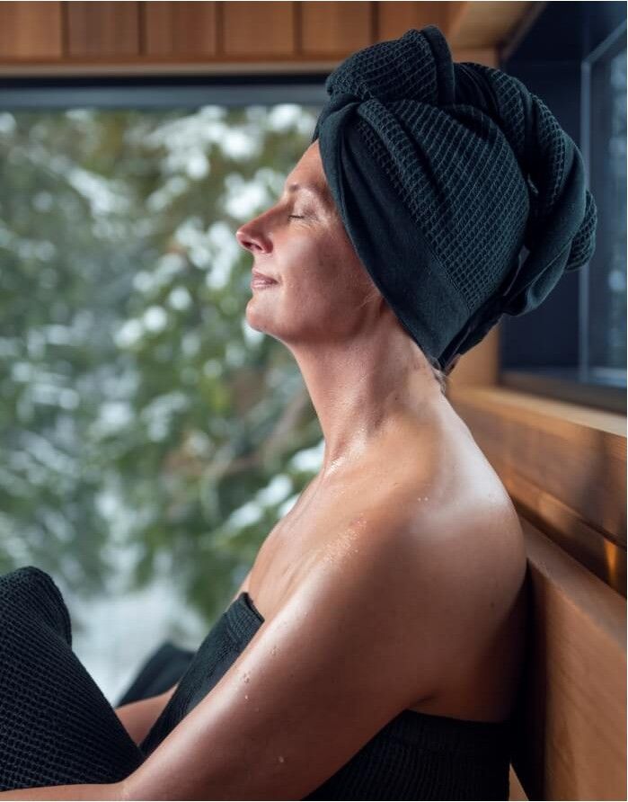 Cotton Towel - Hood "Abi Black" RENTO - 1
