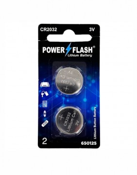 Baterijas POWER FLASH Lithium Battery CR2032 3V 2 gab