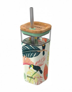 Stiklinė su šiaudeliu "Tropical Toucans", 540 ml