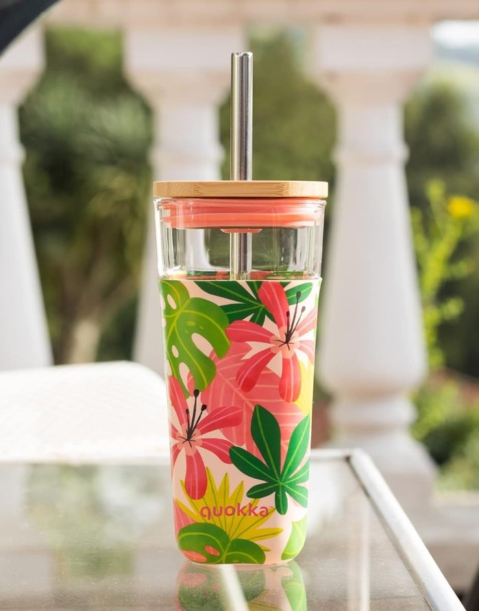Stiklinė su šiaudeliu "Jungle Flora", 540 ml