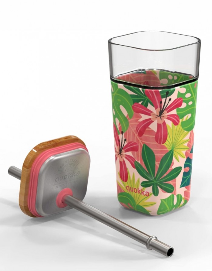 Stiklinė su šiaudeliu "Jungle Flora", 540 ml