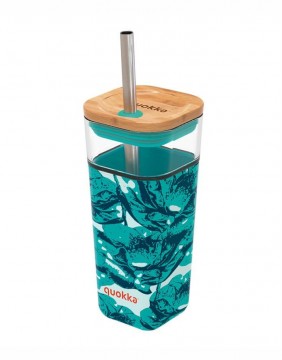 Stiklinė su šiaudeliu "Jungle Blue", 540 ml