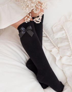 Vaikiškos kojinės "Cotton Knee With a Bow" Black
