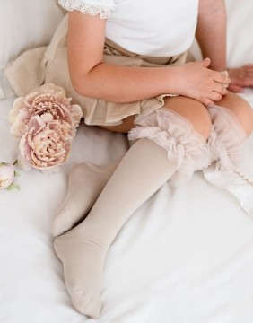 Vaikiškos kojinės "Tulle Knee"  Beige