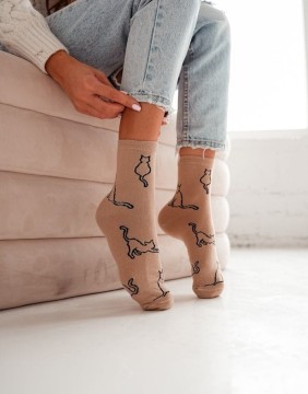 Moteriškos kojinės "Cat Contours" Beige