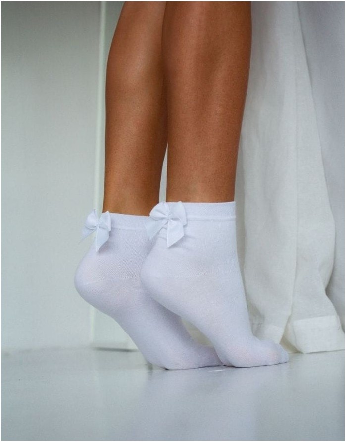 Moteriškos kojinės "Cotton With a Bow White" White