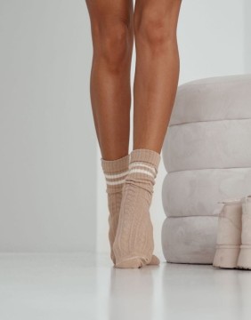 Moteriškos kojinės "Braid With Stripes" Beige
