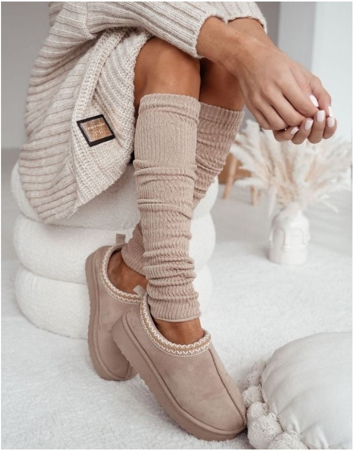 Moteriškos blauzdinės "Cotton Ribbed Leg" Brown