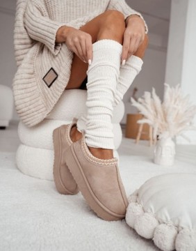 Moteriškos blauzdinės "Cotton Ribbed Leg" Ecru
