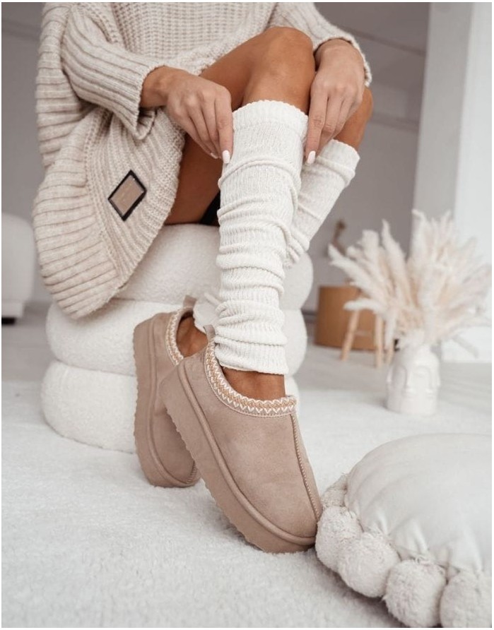 Moteriškos blauzdinės "Cotton Ribbed Leg" Ecru