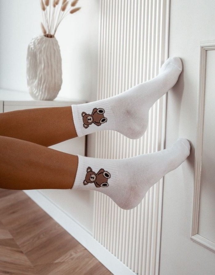 Moteriškos kojinės "Teddy Bear White"