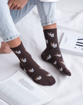 Women's socks "Bear's Head Brown"