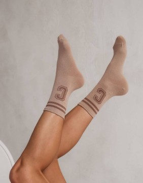 Women's socks "Letter C Ecru"