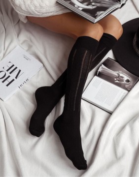 Women's socks "Openwork Braid Black"
