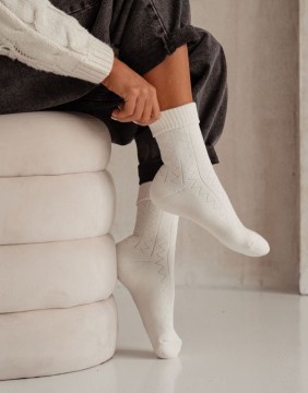 Women's socks "Zigzag Ecru"
