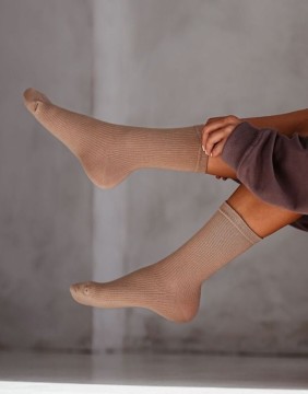 Sieviešu zeķes "Ribbed Beige"
