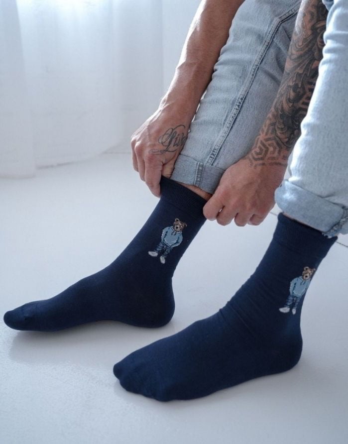 Vyriškos kojinės "Smarty Bear Navy blue"