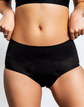 Menstruālās biksītes - šorti ar zemu vidukli, melnas