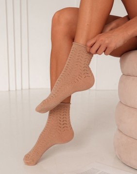 Sieviešu zeķes "Openwork Bandless Beige"