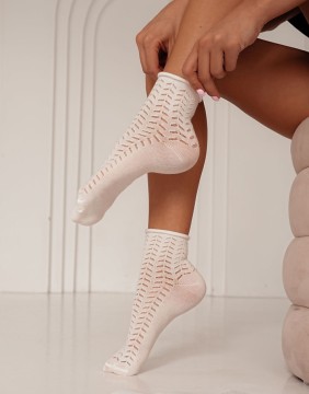 Women's socks "Openwork Bandless Ecru"
