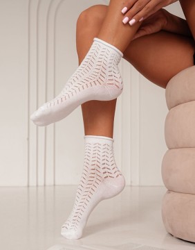 Women's socks "Openwork Bandless White"