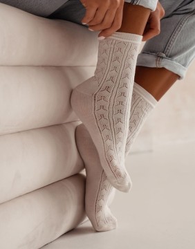 Women's socks "Bow Ecru"
