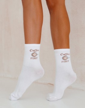 Women's socks "Coffee first"