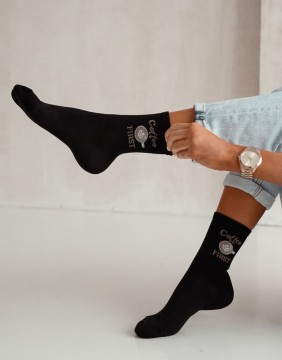 Women's socks "Coffee first Black"