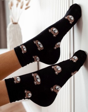 Women's socks "Teddy Pattern Black"
