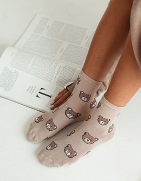 Sieviešu zeķes "Teddy Pattern Beige"