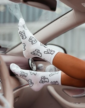 Women's socks "Bear Countors White"