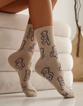 Women's socks "Bear Countors Beige"