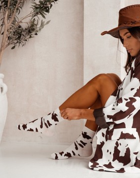 Women's socks "Cow Spots Pattern Ecru"