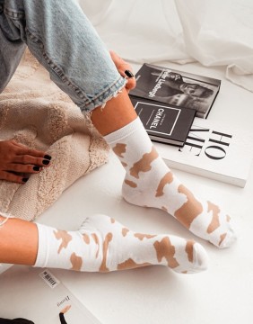 Women's socks "Cow Spots Pattern White"