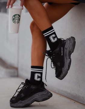 Sieviešu zeķes "Letter C Black"