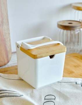 Bowl with spoon FINCAN White