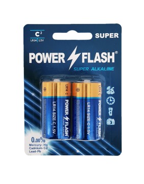 Элементы POWER FLASH Super Alkaline LR14, C, 1,5 В, 2 шт.