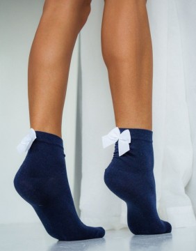 Женские носки "Cotton With a Bow White" Blue