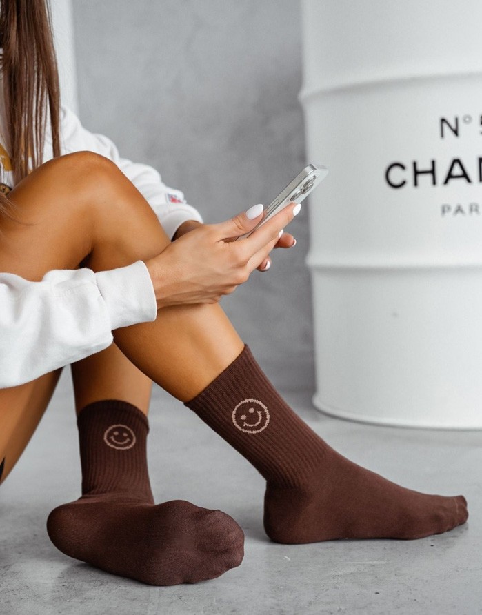 Women's socks "Emoji" Brown
