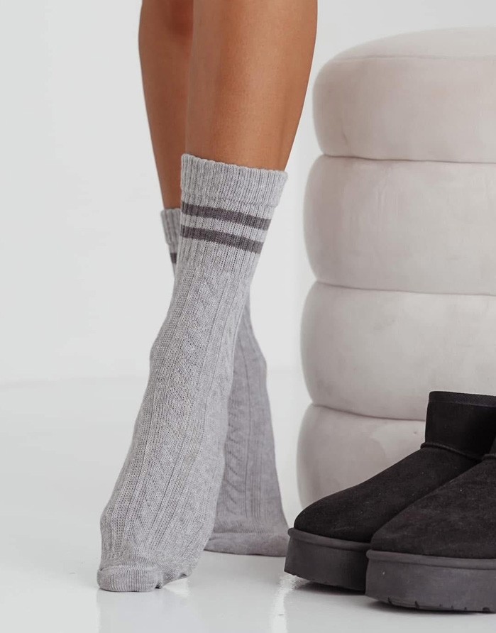 Sieviešu zeķes "Braid With Stripes" Grey