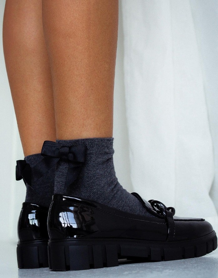 Sieviešu zeķes "Cotton With a Bow Black" Dark